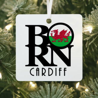 BORN Cardiff Wales  Metal Tree Decoration