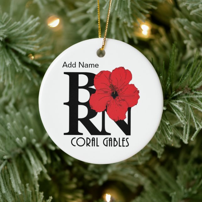 BORN Coral Gables Red Hibiscus Ceramic Tree Decoration (Tree)