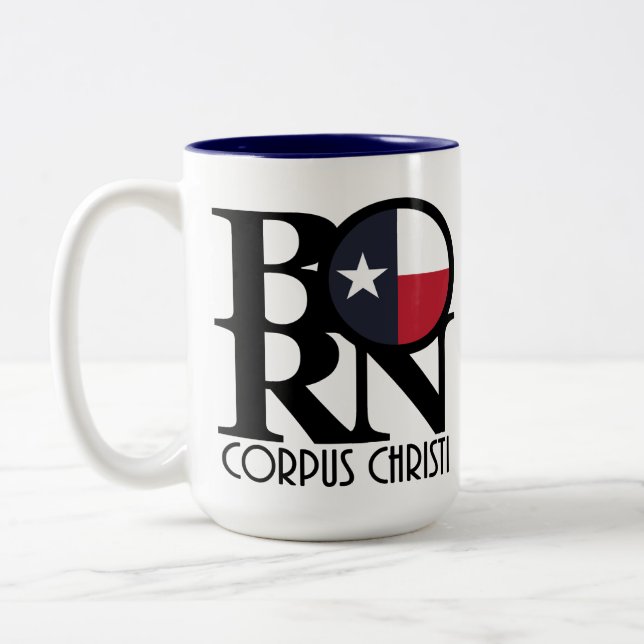 BORN Corpus Christi Texas 15oz Two-Tone Coffee Mug (Left)