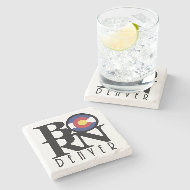BORN Denver Colorado Stone Coaster (Side)