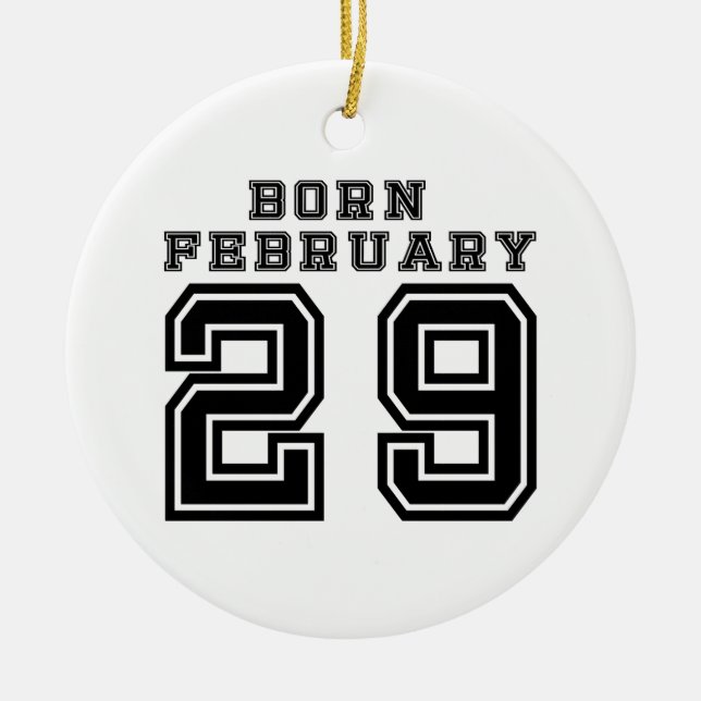Born February 29 Ceramic Tree Decoration (Front)