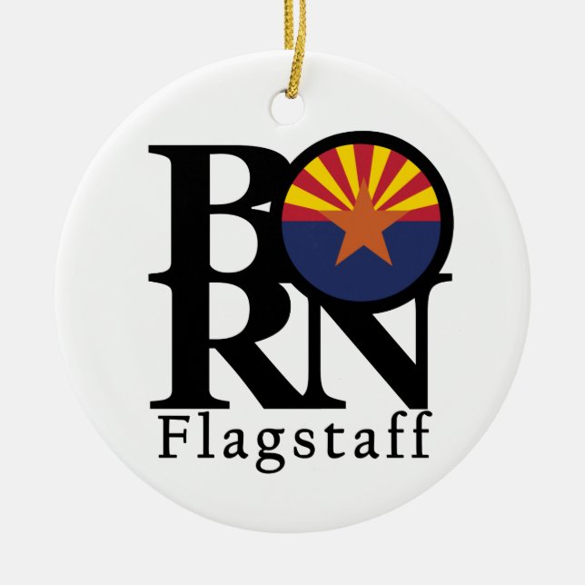 BORN Flagstaff Arizona Ceramic Tree Decoration (Front)
