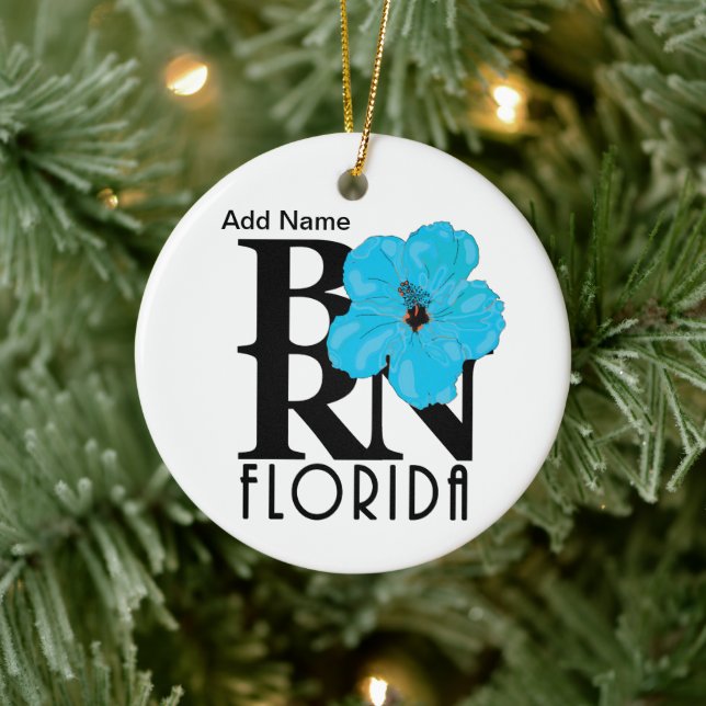 BORN Florida Blue Hibiscus Custom Ceramic Tree Decoration (Tree)