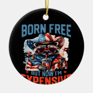 Born Free But Now I'm Expensive Funny Racoon 4th Ceramic Tree Decoration