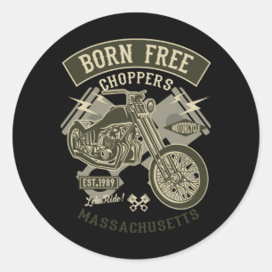 Born Free Choppers Classic Round Sticker