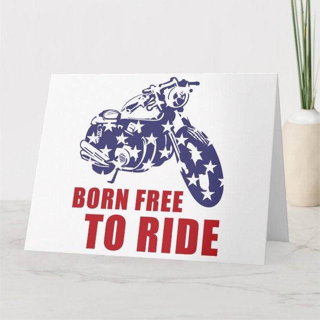 Born Free to Ride USA Motorcycle Flag America Bike Thank You Card (Front)