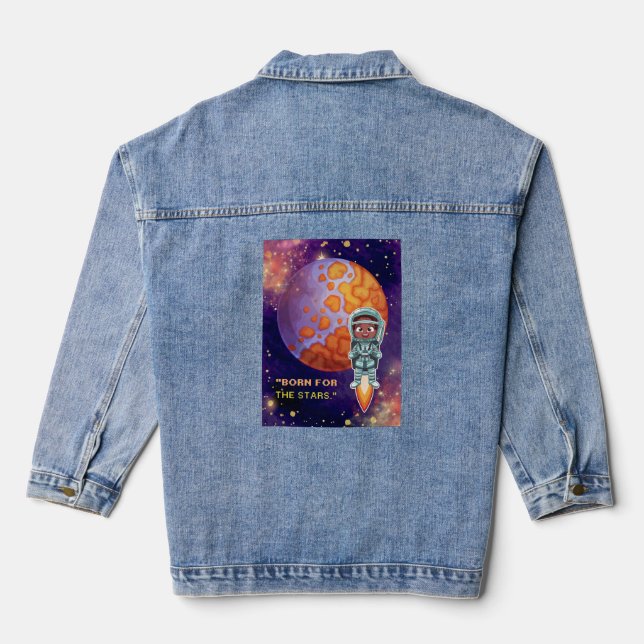 Born from the stars, astronaut denim jacket (Back)