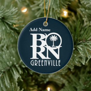 BORN Greenville South Carolina Customisable Ceramic Tree Decoration
