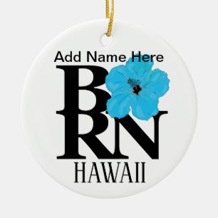BORN Hawaii Blue Hibiscus Ceramic Tree Decoration