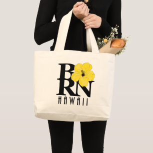 BORN Hawaii - yellow hibiscus Large Tote Bag