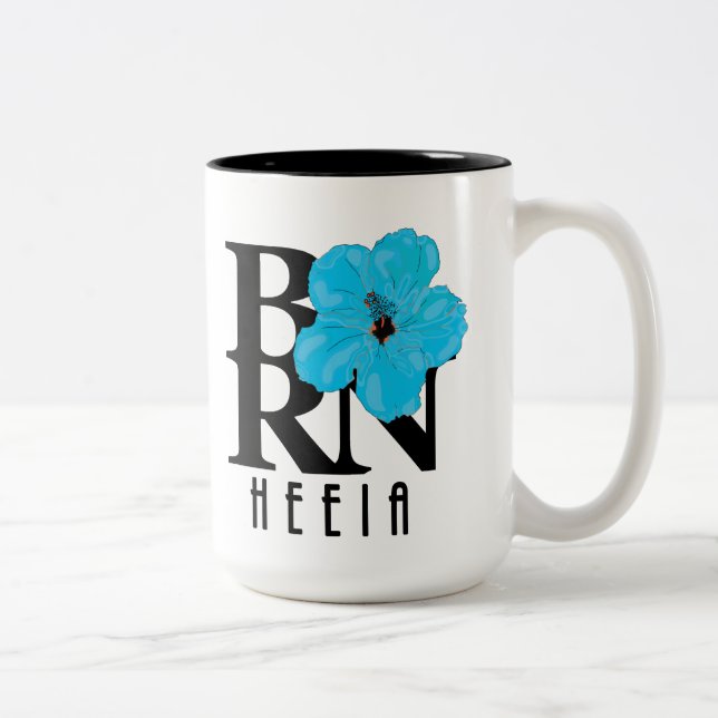 BORN Heeia Blue Hibiscus 15oz Two-Tone Coffee Mug (Right)