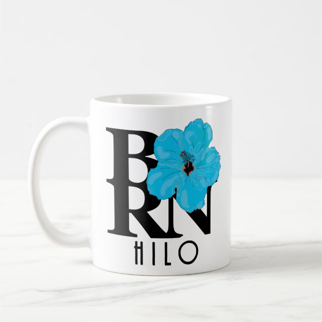 BORN Hilo Blue Hibiscus 11oz Coffee Mug (Left)