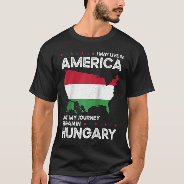 Born Hungarian Hungary American USA Citizenship Ra T-Shirt (Front)
