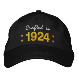 Born in 1924 or Any Year 90th Birthday V02 BLACK Embroidered Hat