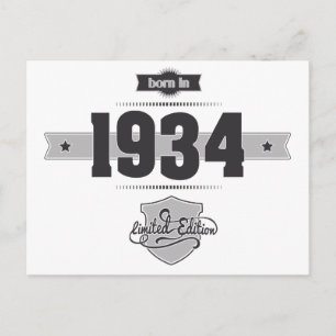 Born in 1934 (Dark&Lightgrey) Postcard