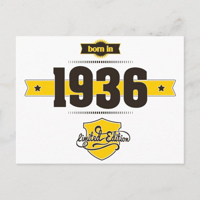 born in 1936 (choco&yellow) postcard (Front)