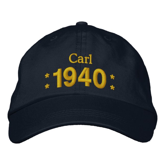 Born in 1940 or Any Year 75th Birthday W01B NAVY Embroidered Hat (Front)