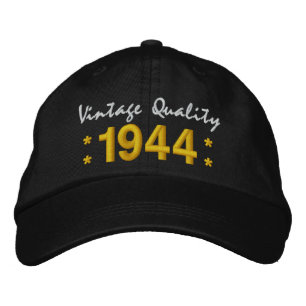 Born in 1944 or Any Year 70th Birthday V01A BLACK Embroidered Hat