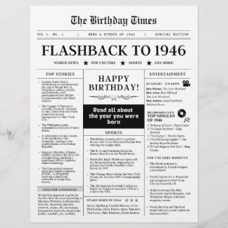 Born in 1946 Fun Newspaper black and white
