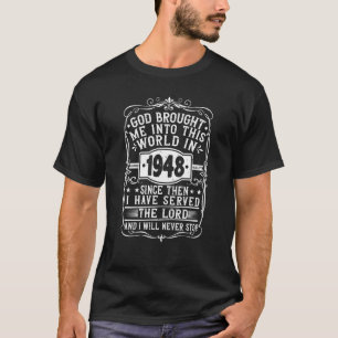 Born In 1948 Birthday Vintage God & Christian Made T-Shirt