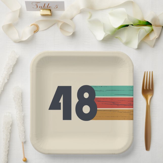 Born in 1948 vintage birthday paper plate (Wedding)