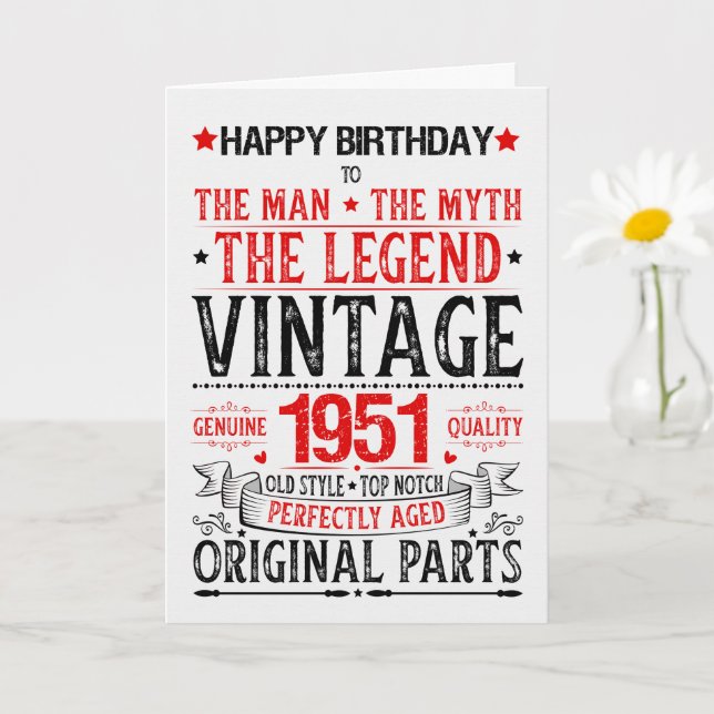 Born in 1951 Birthday the Man the Myth the Legend Card (Small Plant)