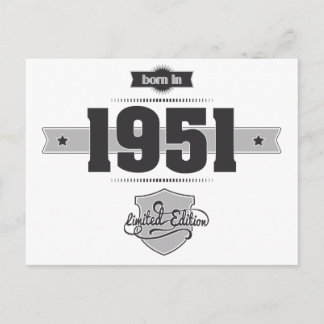 Born in 1951 (Dark&Lightgrey) Postcard