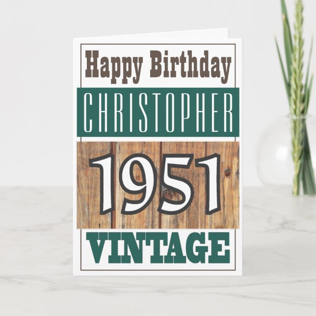 Born in 1951 Greetings Card (Front)