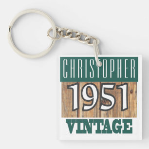 Born in 1951, Personalised Year of Birth Key Ring