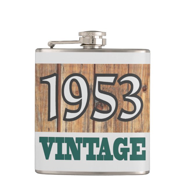 Born in 1953 hip flask (Front)