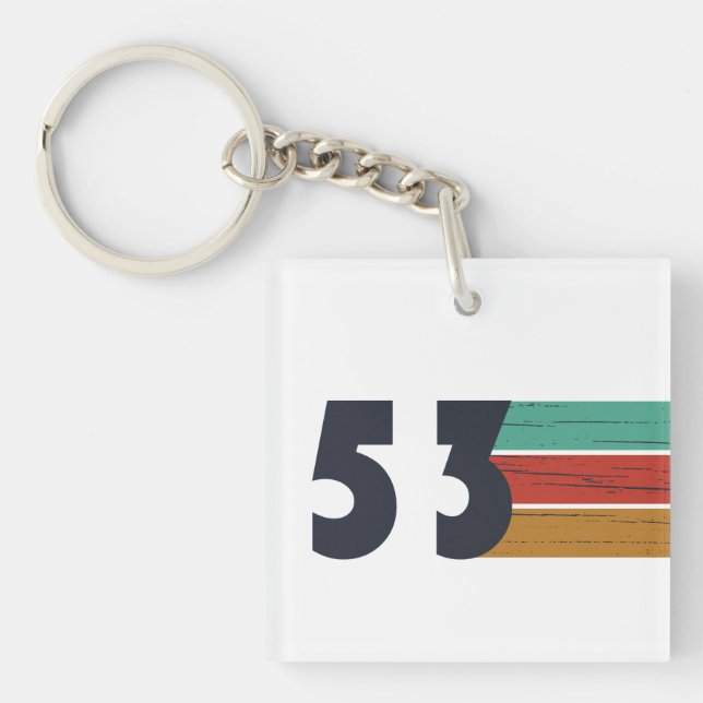 born in 1953 vintage birthday key ring (Front)