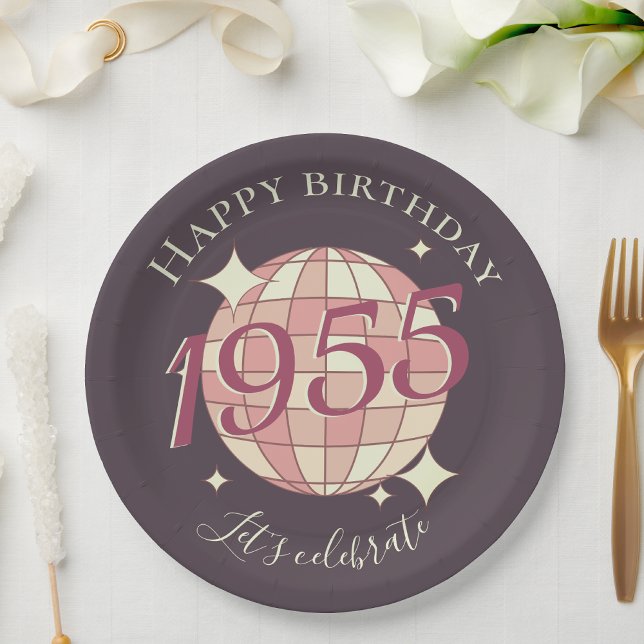 Born in 1955 70th birthday party decor Paper Plate (Creator Uploaded)