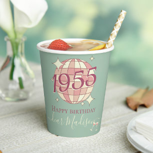 Born in 1955 70th birthday retro party decor paper cups