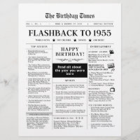 Born in 1955 Mock Newspaper black and white