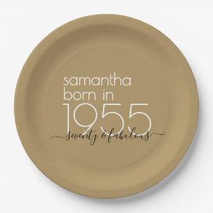 Born in 1955 Seventy Fabulous 70th Birthday Party Paper Plate