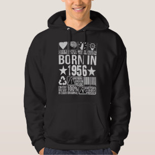 Born In 1956 Content Warning Label Barcode Birthda Hoodie