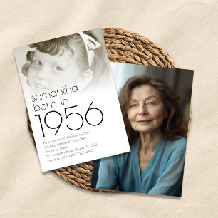 Born in 1956 Overlay 2 Photos 70th Birthday Party Invitation