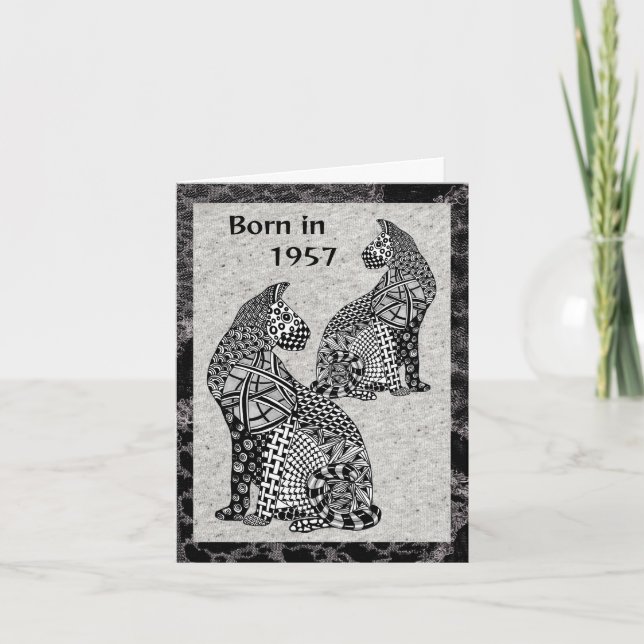 Born in 1957 Birthday fun facts Card (Front)