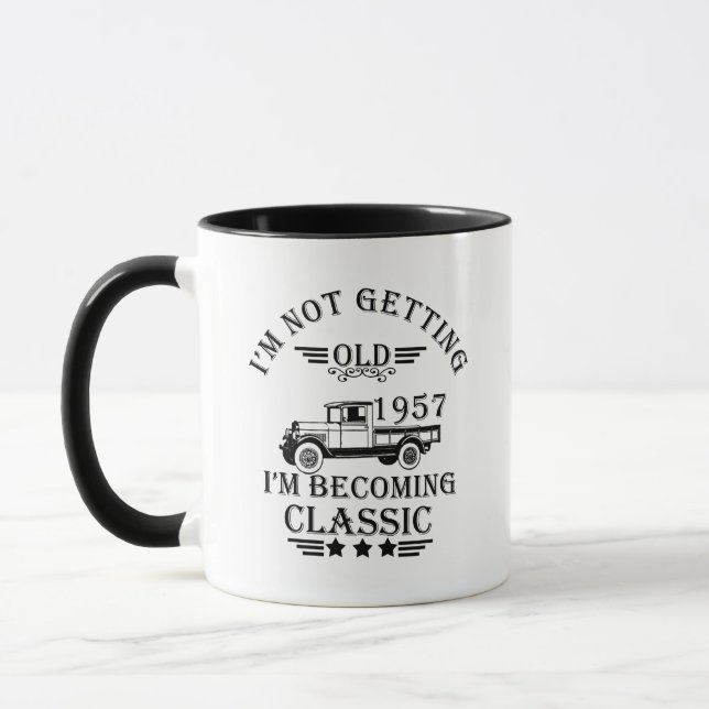 born in 1957 vintage birthday mug (Left)