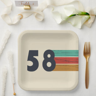 born in 1958 vintage birthday paper plate
