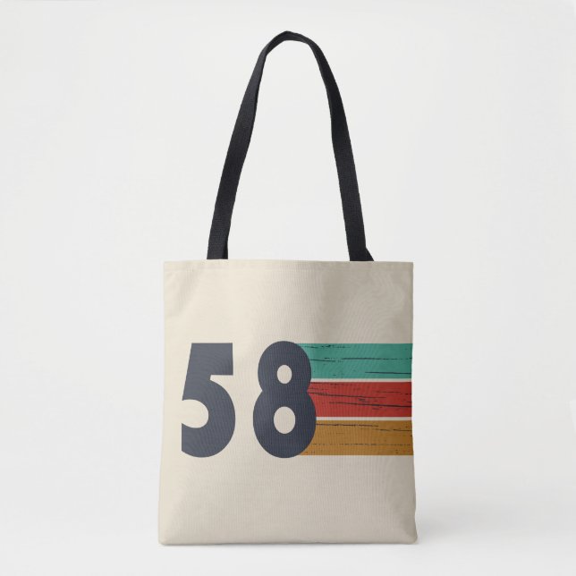born in 1958 vintage birthday tote bag (Front)