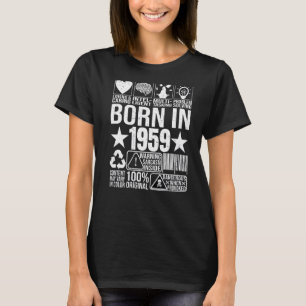 Born In 1959 Content Warning Label Barcode Birthda T-Shirt