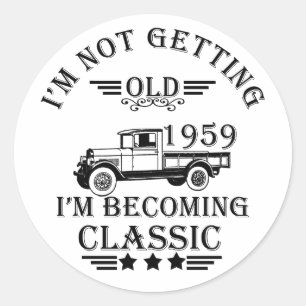 born in 1959 vintage birthday black classic round sticker