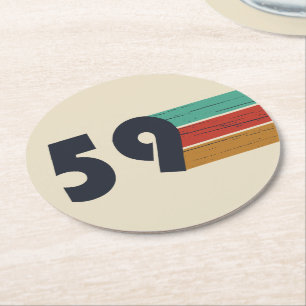 born in 1959 vintage birthday round paper coaster