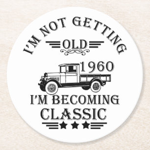 Born in 1960 vintage birthday party round paper coaster