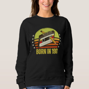 Born in 1961 Retro Vintage Cassette Tape Pencil Re Sweatshirt