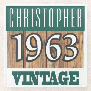 Born in 1962 Vintage Birthday Gift Glass Coaster