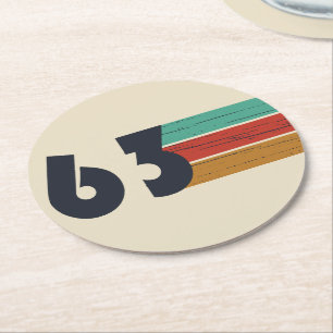 born in 1963 vintage birthday gift round paper coaster