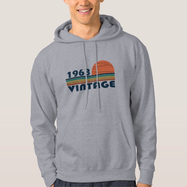 Born in 1963 vintage birthday hoodie (Front)