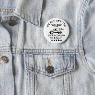 born in 1964 vintage 60th birthday mens 6 cm round badge